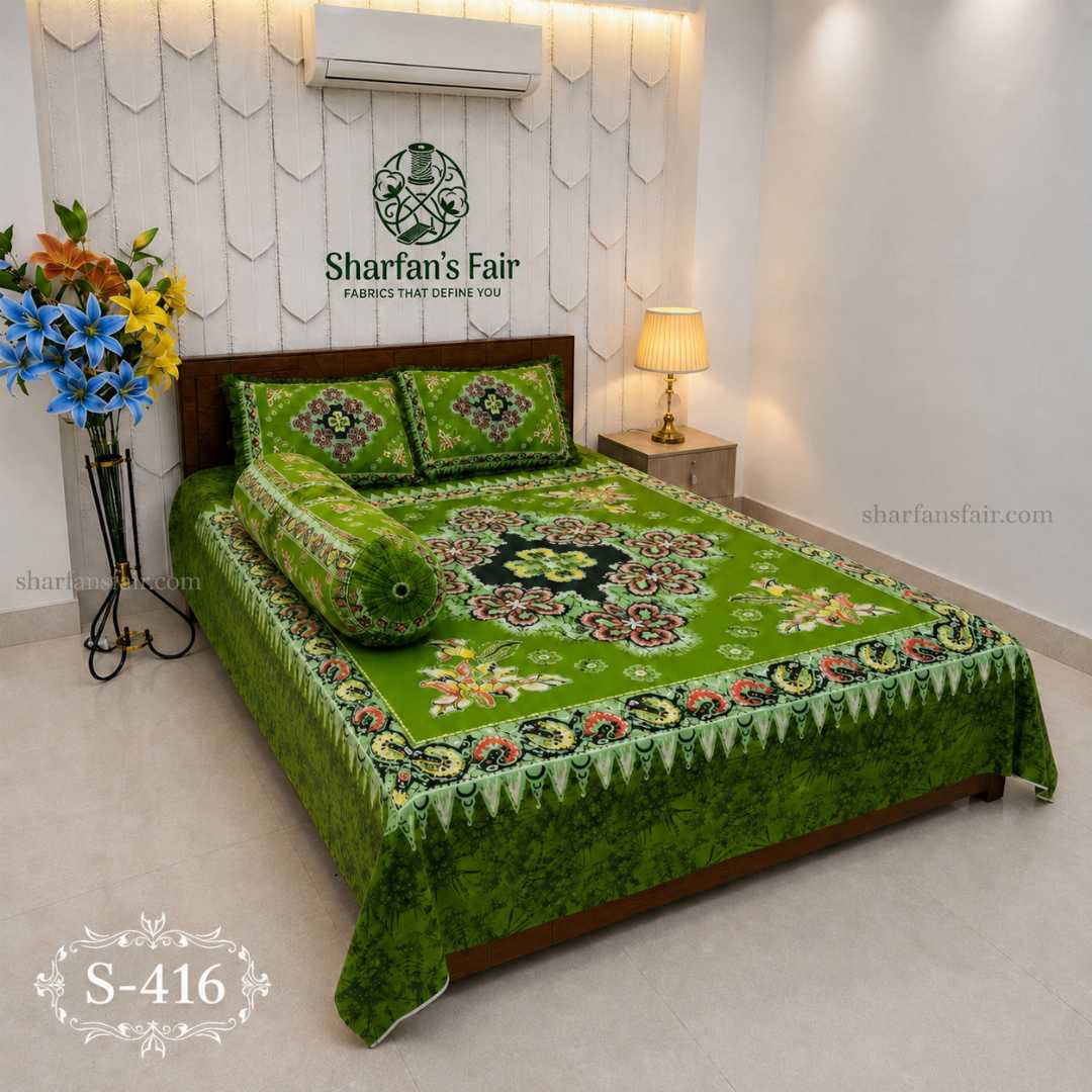 Luxury,King,size,Bed,Sheet,with,Matching,Pillow,covers,luxury bed sheet,king size bed sheet,matching pillow covers,100% cotton bed sheet bd,premium bedding set,digital print bed sheet,soft cotton bed sheet,bedroom decor,3 piece bed sheet set, 4 piece bed sheet set bd,online bed sheet shopping bangladesh,