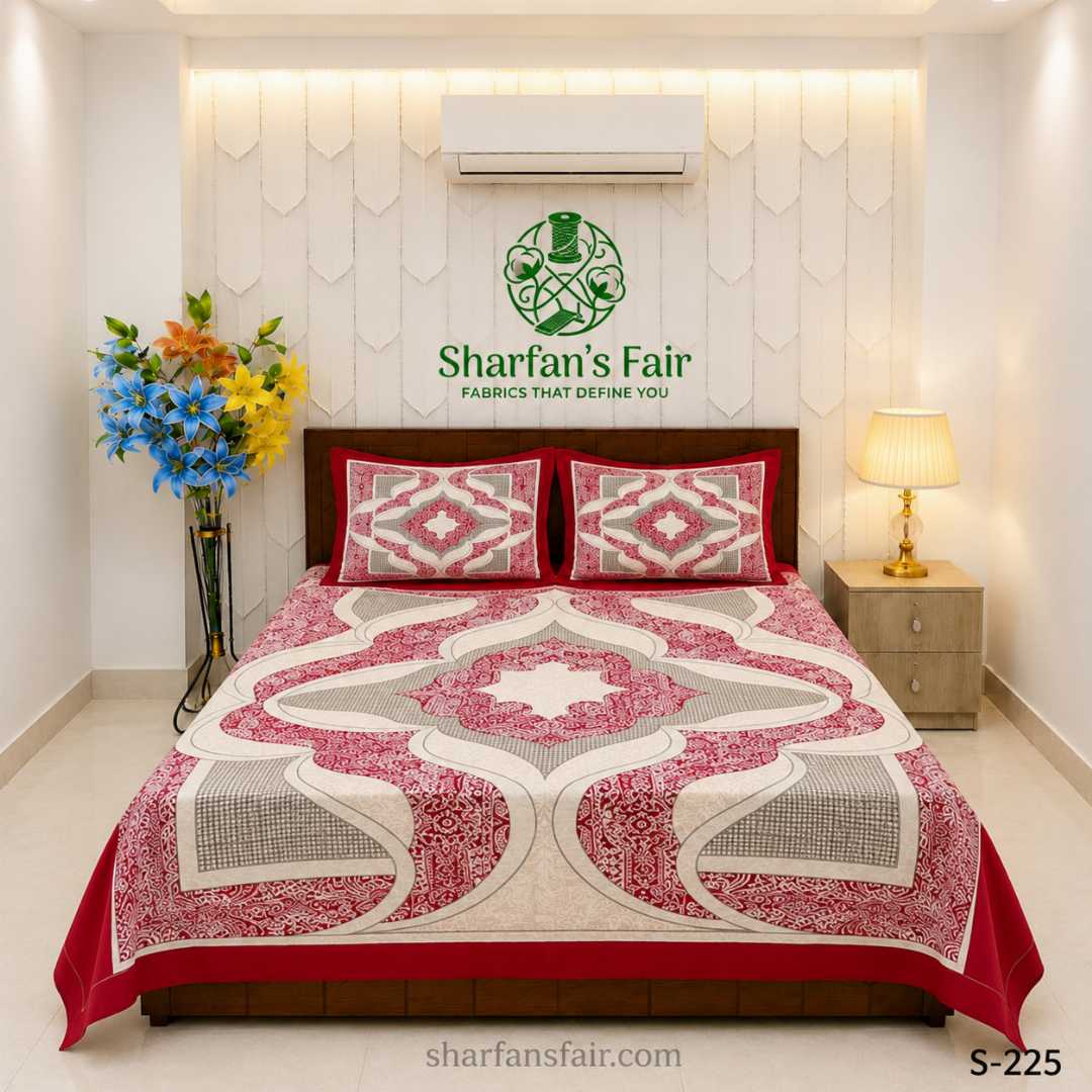 Luxury,King,size,Bed,Sheet,with,Matching,Pillow,covers,luxury bed sheet,king size bed sheet,matching pillow covers,100% cotton bed sheet bd,premium bedding set,digital print bed sheet,soft cotton bed sheet,bedroom decor,3 piece bed sheet set, 4 piece bed sheet set bd,online bed sheet shopping bangladesh,