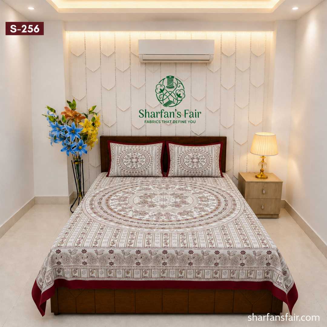 Luxury,King,size,Bed,Sheet,with,Matching,Pillow,covers,luxury bed sheet,king size bed sheet,matching pillow covers,100% cotton bed sheet bd,premium bedding set,digital print bed sheet,soft cotton bed sheet,bedroom decor,3 piece bed sheet set, 4 piece bed sheet set bd,online bed sheet shopping bangladesh,