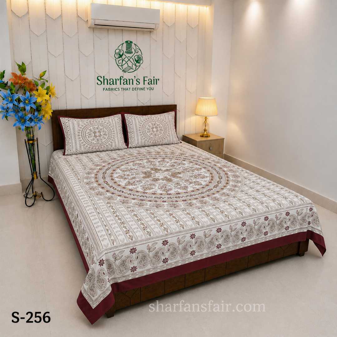 Luxury,King,size,Bed,Sheet,with,Matching,Pillow,covers,luxury bed sheet,king size bed sheet,matching pillow covers,100% cotton bed sheet bd,premium bedding set,digital print bed sheet,soft cotton bed sheet,bedroom decor,3 piece bed sheet set, 4 piece bed sheet set bd,online bed sheet shopping bangladesh,