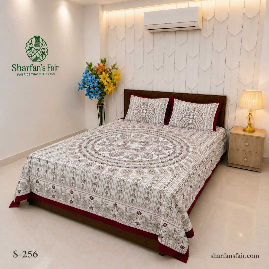 Luxury,King,size,Bed,Sheet,with,Matching,Pillow,covers,luxury bed sheet,king size bed sheet,matching pillow covers,100% cotton bed sheet bd,premium bedding set,digital print bed sheet,soft cotton bed sheet,bedroom decor,3 piece bed sheet set, 4 piece bed sheet set bd,online bed sheet shopping bangladesh,