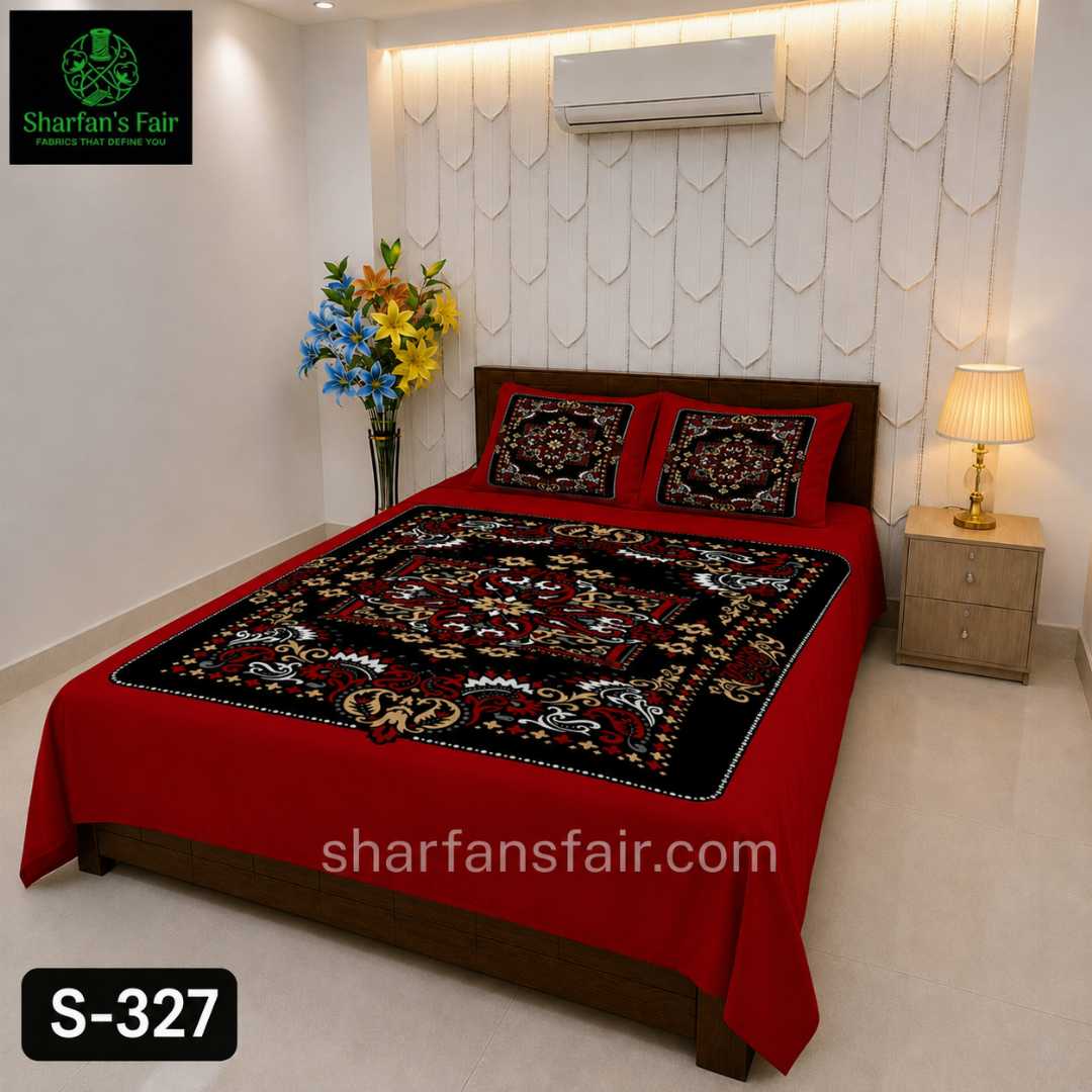 Luxury,King,size,Bed,Sheet,with,Matching,Pillow,covers,luxury bed sheet,king size bed sheet,matching pillow covers,100% cotton bed sheet bd,premium bedding set,digital print bed sheet,soft cotton bed sheet,bedroom decor,3 piece bed sheet set, 4 piece bed sheet set bd,online bed sheet shopping bangladesh,