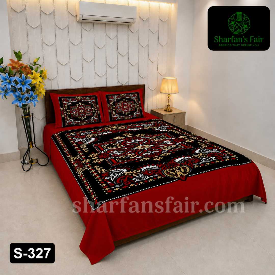 Luxury,King,size,Bed,Sheet,with,Matching,Pillow,covers,luxury bed sheet,king size bed sheet,matching pillow covers,100% cotton bed sheet bd,premium bedding set,digital print bed sheet,soft cotton bed sheet,bedroom decor,3 piece bed sheet set, 4 piece bed sheet set bd,online bed sheet shopping bangladesh,