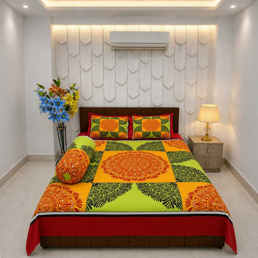 Luxury,King,size,Bed,Sheet,with,Matching,Pillow,covers,luxury bed sheet,king size bed sheet,matching pillow covers,100% cotton bed sheet bd,premium bedding set,digital print bed sheet,soft cotton bed sheet,bedroom decor,3 piece bed sheet set, 4 piece bed sheet set bd,online bed sheet shopping bangladesh,
