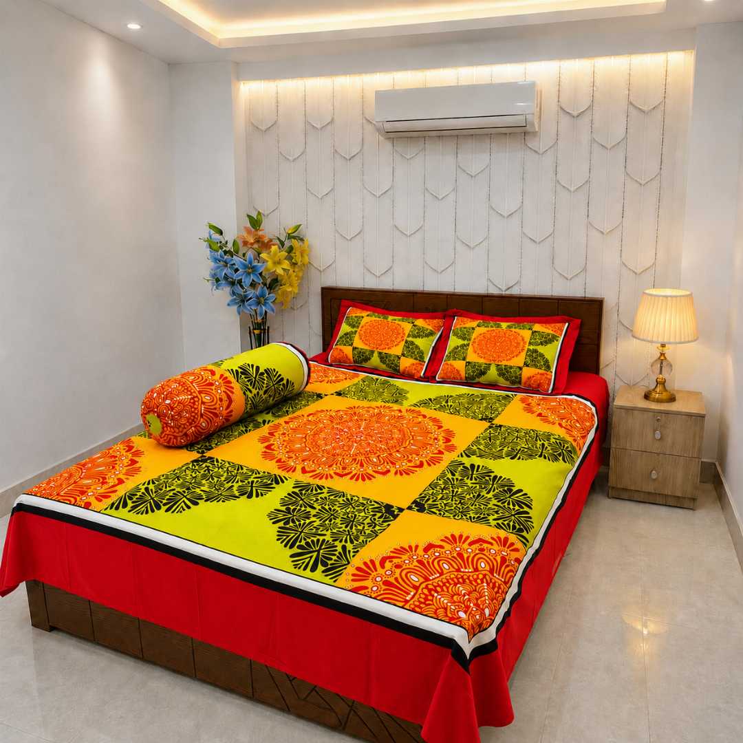 Luxury,King,size,Bed,Sheet,with,Matching,Pillow,covers,luxury bed sheet,king size bed sheet,matching pillow covers,100% cotton bed sheet bd,premium bedding set,digital print bed sheet,soft cotton bed sheet,bedroom decor,3 piece bed sheet set, 4 piece bed sheet set bd,online bed sheet shopping bangladesh,
