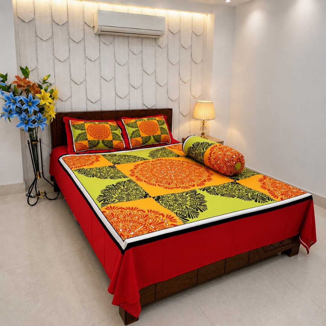 Luxury,King,size,Bed,Sheet,with,Matching,Pillow,covers,luxury bed sheet,king size bed sheet,matching pillow covers,100% cotton bed sheet bd,premium bedding set,digital print bed sheet,soft cotton bed sheet,bedroom decor,3 piece bed sheet set, 4 piece bed sheet set bd,online bed sheet shopping bangladesh,
