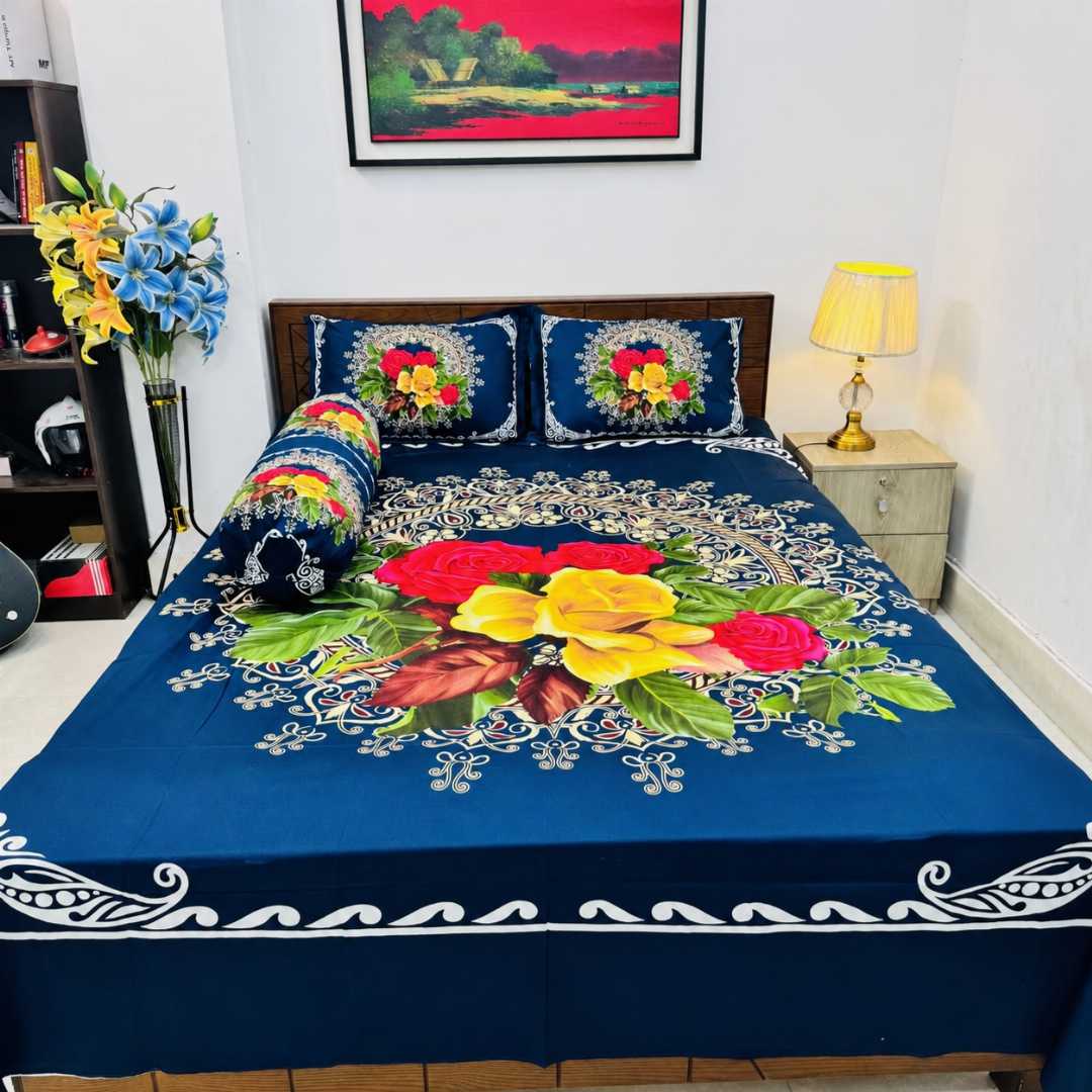 Luxury,King,size,Bed,Sheet,with,Matching,Pillow,covers,luxury bed sheet,king size bed sheet,matching pillow covers,100% cotton bed sheet bd,premium bedding set,digital print bed sheet,soft cotton bed sheet,bedroom decor,3 piece bed sheet set, 4 piece bed sheet set bd,online bed sheet shopping bangladesh,