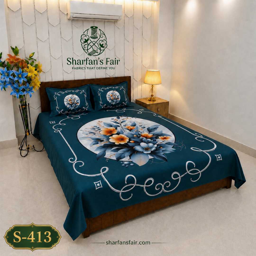 Luxury,King,size,Bed,Sheet,with,Matching,Pillow,covers,luxury bed sheet,king size bed sheet,matching pillow covers,100% cotton bed sheet bd,premium bedding set,digital print bed sheet,soft cotton bed sheet,bedroom decor,3 piece bed sheet set, 4 piece bed sheet set bd,online bed sheet shopping bangladesh,