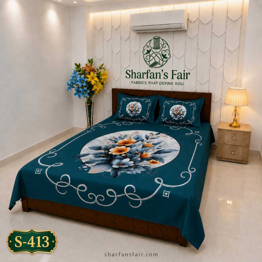 Luxury,King,size,Bed,Sheet,with,Matching,Pillow,covers,luxury bed sheet,king size bed sheet,matching pillow covers,100% cotton bed sheet bd,premium bedding set,digital print bed sheet,soft cotton bed sheet,bedroom decor,3 piece bed sheet set, 4 piece bed sheet set bd,online bed sheet shopping bangladesh,