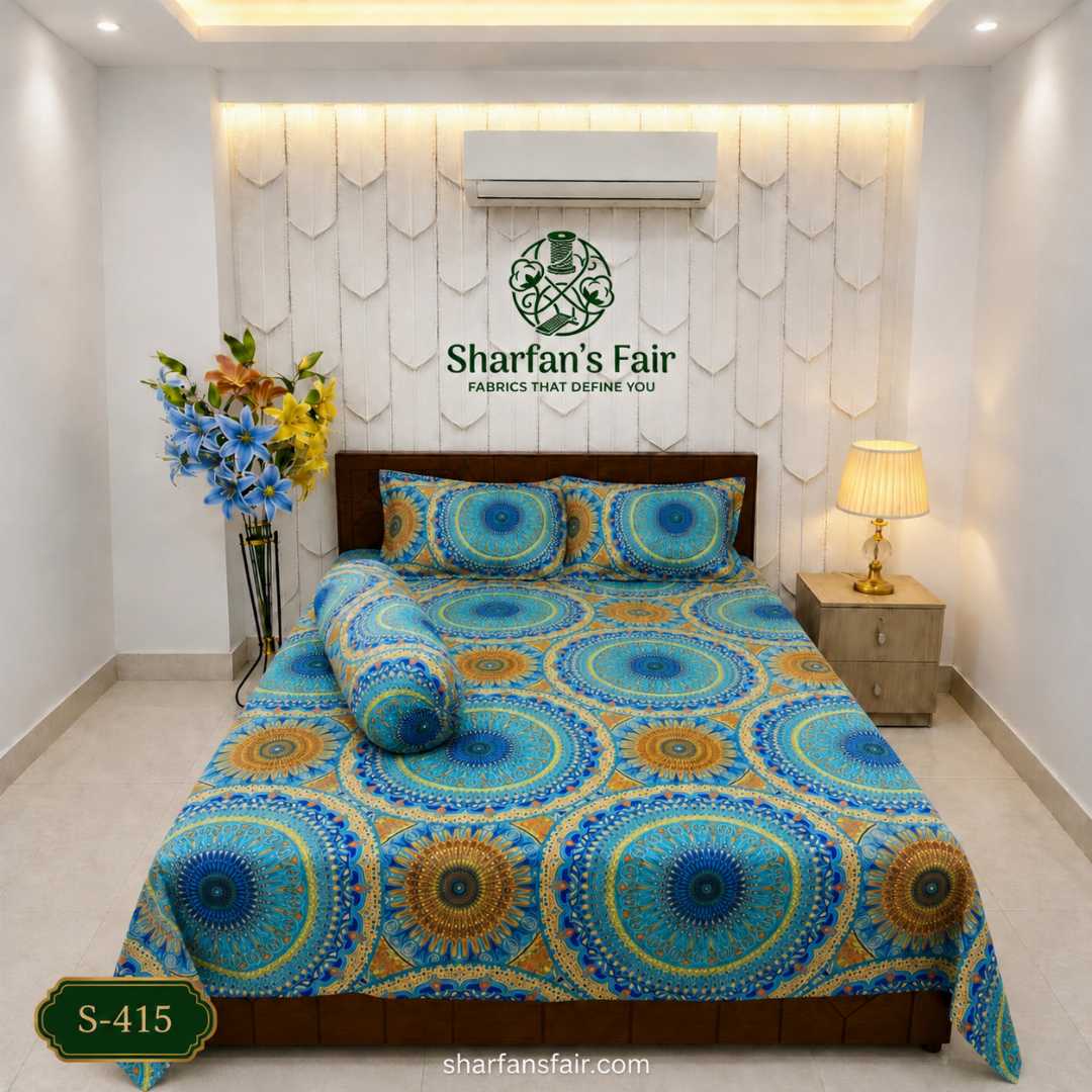 Luxury,King,size,Bed,Sheet,with,Matching,Pillow,covers,luxury bed sheet,king size bed sheet,matching pillow covers,100% cotton bed sheet bd,premium bedding set,digital print bed sheet,soft cotton bed sheet,bedroom decor,3 piece bed sheet set, 4 piece bed sheet set bd,online bed sheet shopping bangladesh,