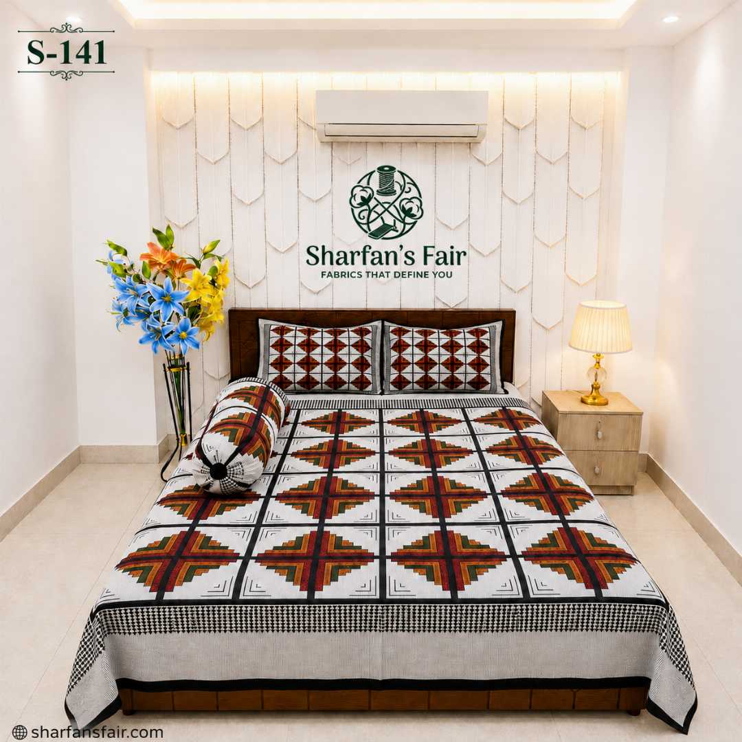 Luxury,King,size,Bed,Sheet,with,Matching,Pillow,covers,luxury bed sheet,king size bed sheet,matching pillow covers,100% cotton bed sheet bd,premium bedding set,digital print bed sheet,soft cotton bed sheet,bedroom decor,3 piece bed sheet set, 4 piece bed sheet set bd,online bed sheet shopping bangladesh,