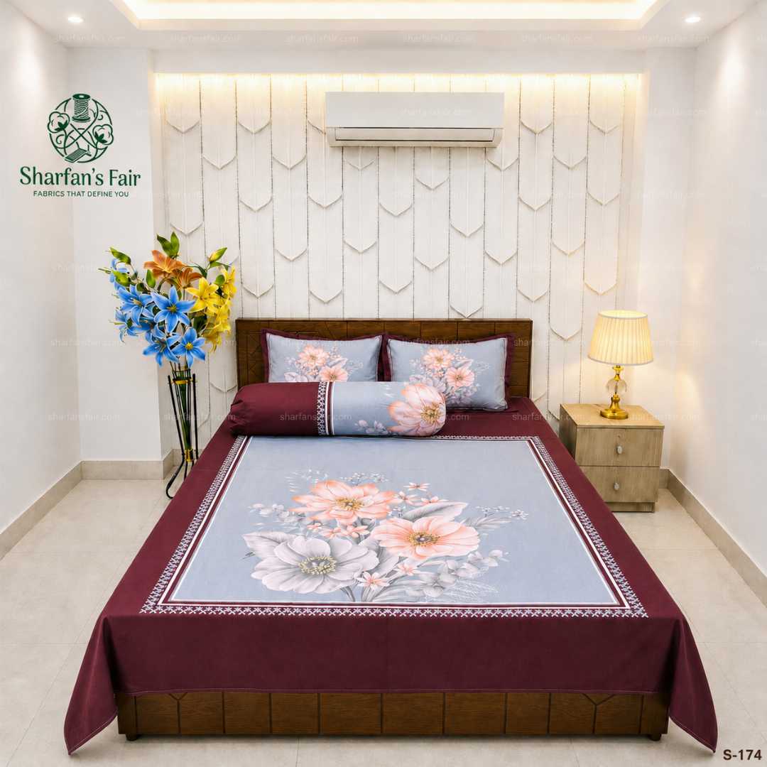 Luxury,King,size,Bed,Sheet,with,Matching,Pillow,covers,luxury bed sheet,king size bed sheet,matching pillow covers,100% cotton bed sheet bd,premium bedding set,digital print bed sheet,soft cotton bed sheet,bedroom decor,3 piece bed sheet set, 4 piece bed sheet set bd,online bed sheet shopping bangladesh,