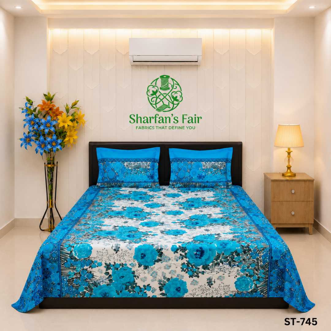 Luxury,King,size,Bed,Sheet,with,Matching,Pillow,covers,luxury bed sheet,king size bed sheet,matching pillow covers,100% cotton bed sheet bd,premium bedding set,digital print bed sheet,soft cotton bed sheet,bedroom decor,3 piece bed sheet set, 4 piece bed sheet set bd,online bed sheet shopping bangladesh,
