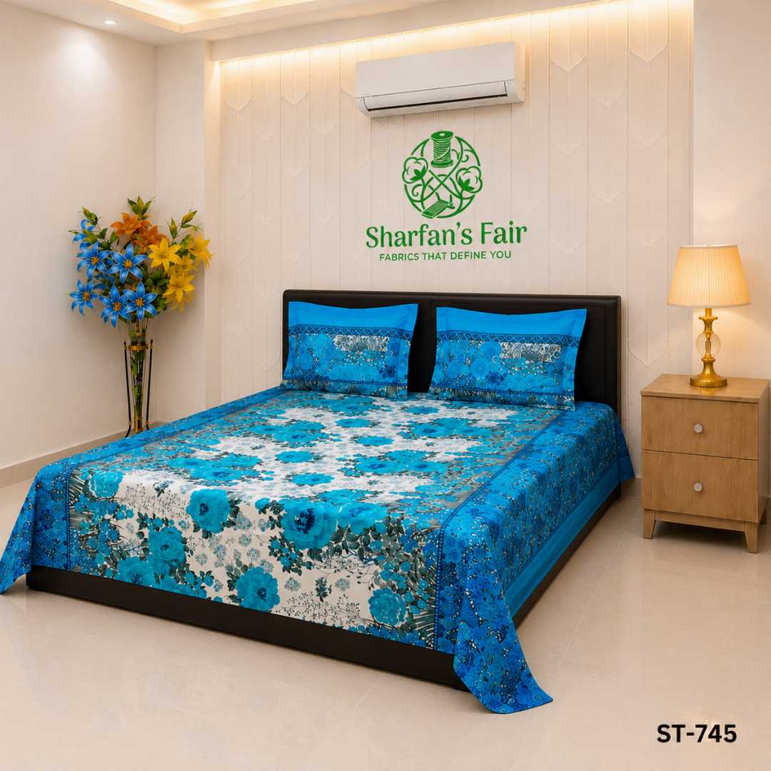 Luxury,King,size,Bed,Sheet,with,Matching,Pillow,covers,luxury bed sheet,king size bed sheet,matching pillow covers,100% cotton bed sheet bd,premium bedding set,digital print bed sheet,soft cotton bed sheet,bedroom decor,3 piece bed sheet set, 4 piece bed sheet set bd,online bed sheet shopping bangladesh,