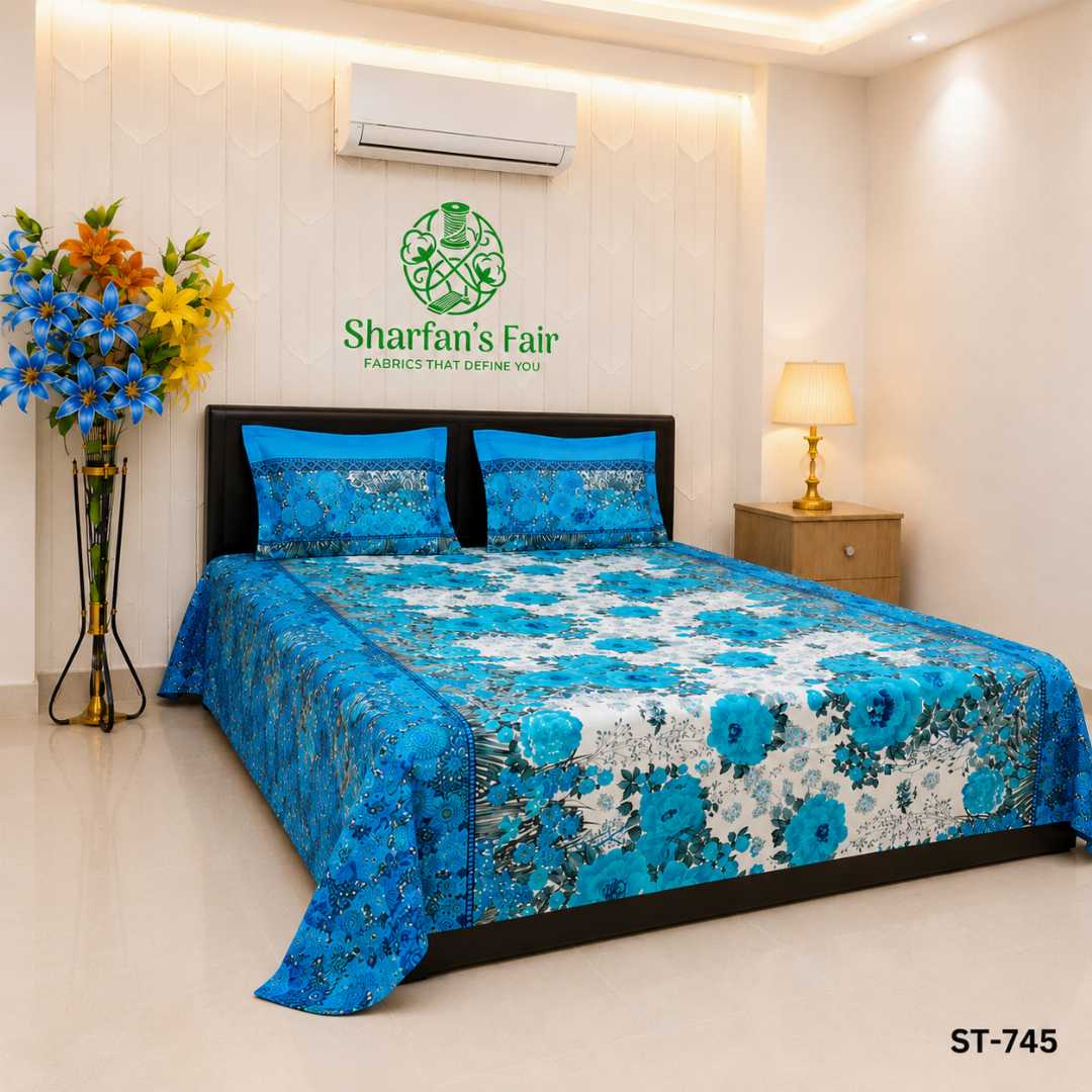 Luxury,King,size,Bed,Sheet,with,Matching,Pillow,covers,luxury bed sheet,king size bed sheet,matching pillow covers,100% cotton bed sheet bd,premium bedding set,digital print bed sheet,soft cotton bed sheet,bedroom decor,3 piece bed sheet set, 4 piece bed sheet set bd,online bed sheet shopping bangladesh,