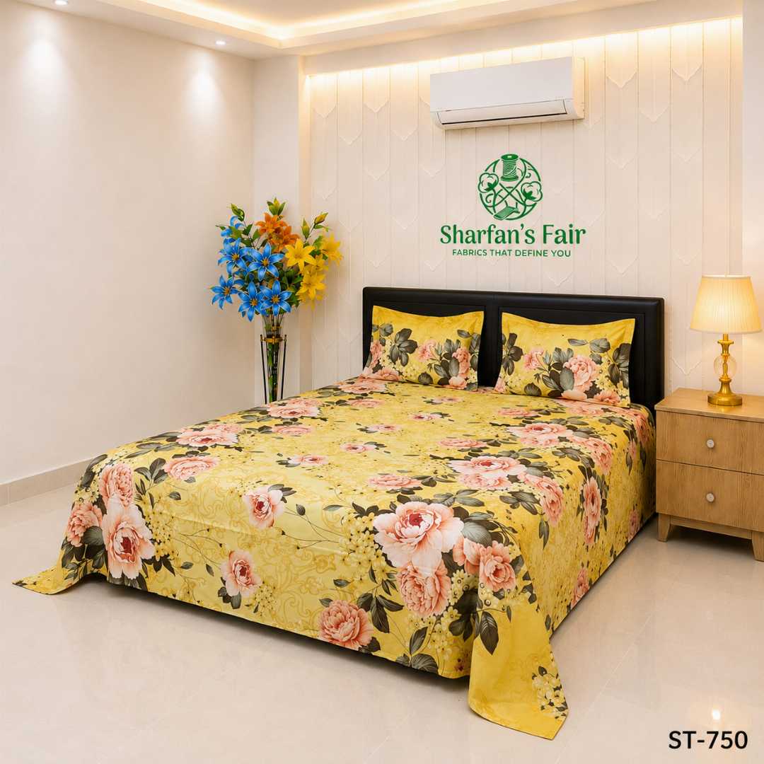 Luxury,King,size,Bed,Sheet,with,Matching,Pillow,covers,luxury bed sheet,king size bed sheet,matching pillow covers,100% cotton bed sheet bd,premium bedding set,digital print bed sheet,soft cotton bed sheet,bedroom decor,3 piece bed sheet set, 4 piece bed sheet set bd,online bed sheet shopping bangladesh,
