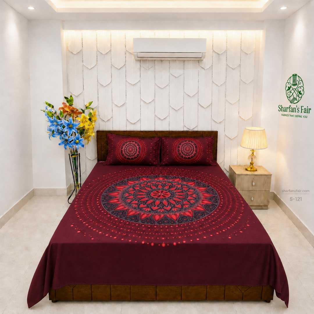Luxury,King,size,Bed,Sheet,with,Matching,Pillow,covers,luxury bed sheet,king size bed sheet,matching pillow covers,100% cotton bed sheet bd,premium bedding set,digital print bed sheet,soft cotton bed sheet,bedroom decor,3 piece bed sheet set, 4 piece bed sheet set bd,online bed sheet shopping bangladesh,