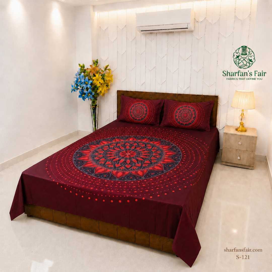 Luxury,King,size,Bed,Sheet,with,Matching,Pillow,covers,luxury bed sheet,king size bed sheet,matching pillow covers,100% cotton bed sheet bd,premium bedding set,digital print bed sheet,soft cotton bed sheet,bedroom decor,3 piece bed sheet set, 4 piece bed sheet set bd,online bed sheet shopping bangladesh,