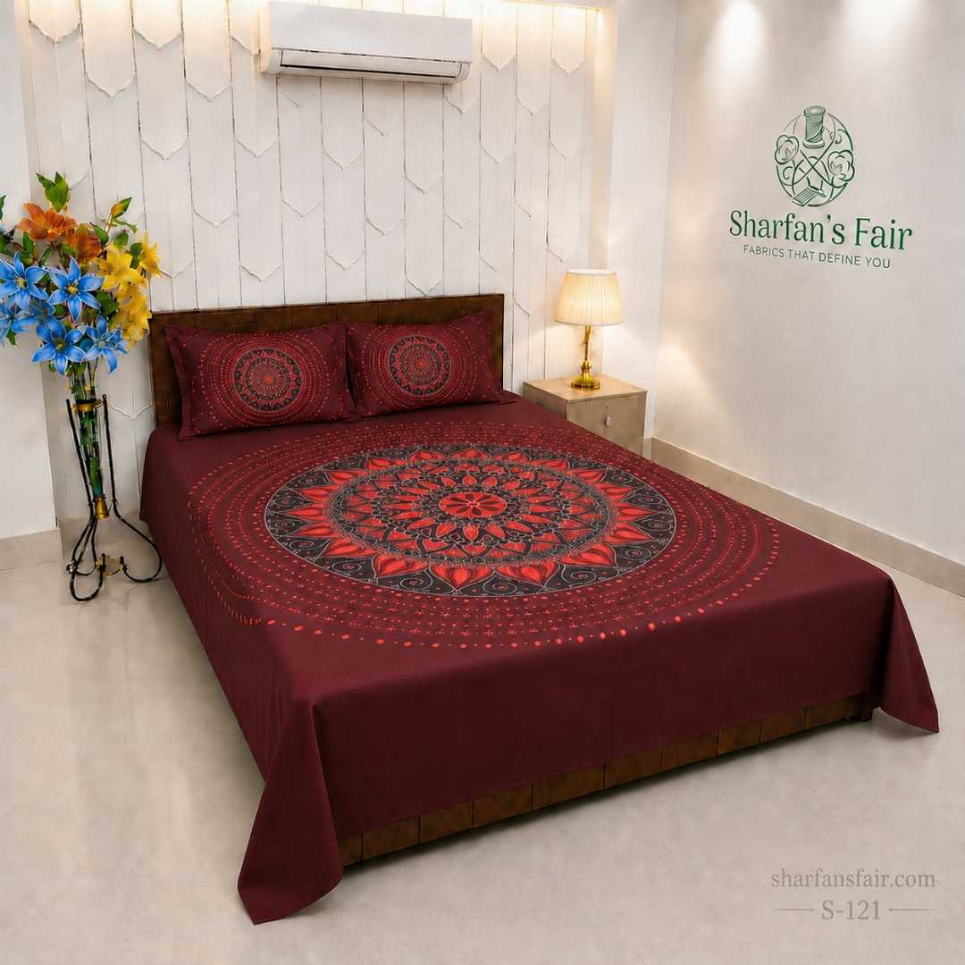 Luxury,King,size,Bed,Sheet,with,Matching,Pillow,covers,luxury bed sheet,king size bed sheet,matching pillow covers,100% cotton bed sheet bd,premium bedding set,digital print bed sheet,soft cotton bed sheet,bedroom decor,3 piece bed sheet set, 4 piece bed sheet set bd,online bed sheet shopping bangladesh,