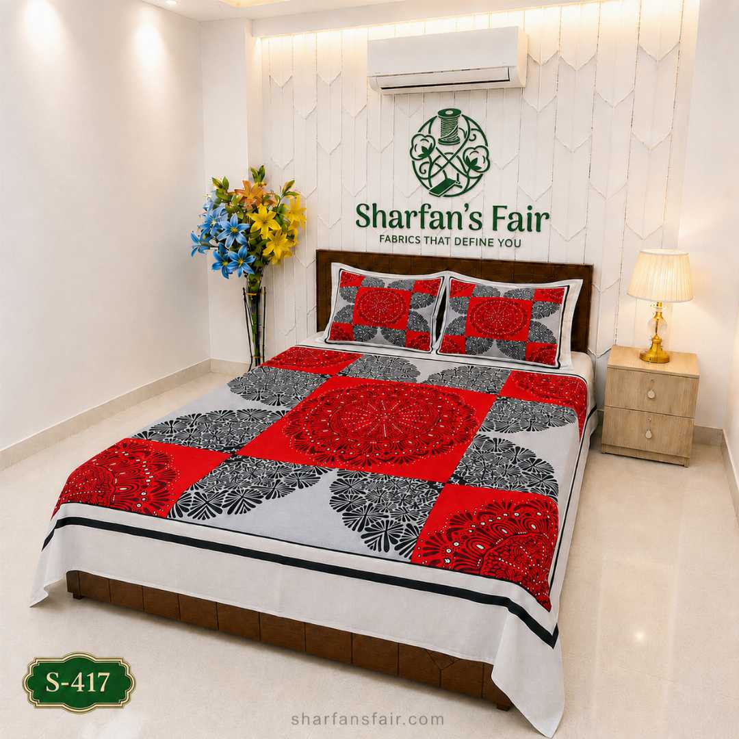 Luxury,King,size,Bed,Sheet,with,Matching,Pillow,covers,luxury bed sheet,king size bed sheet,matching pillow covers,100% cotton bed sheet bd,premium bedding set,digital print bed sheet,soft cotton bed sheet,bedroom decor,3 piece bed sheet set, 4 piece bed sheet set bd,online bed sheet shopping bangladesh,