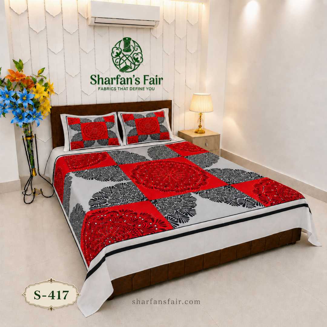 Luxury,King,size,Bed,Sheet,with,Matching,Pillow,covers,luxury bed sheet,king size bed sheet,matching pillow covers,100% cotton bed sheet bd,premium bedding set,digital print bed sheet,soft cotton bed sheet,bedroom decor,3 piece bed sheet set, 4 piece bed sheet set bd,online bed sheet shopping bangladesh,