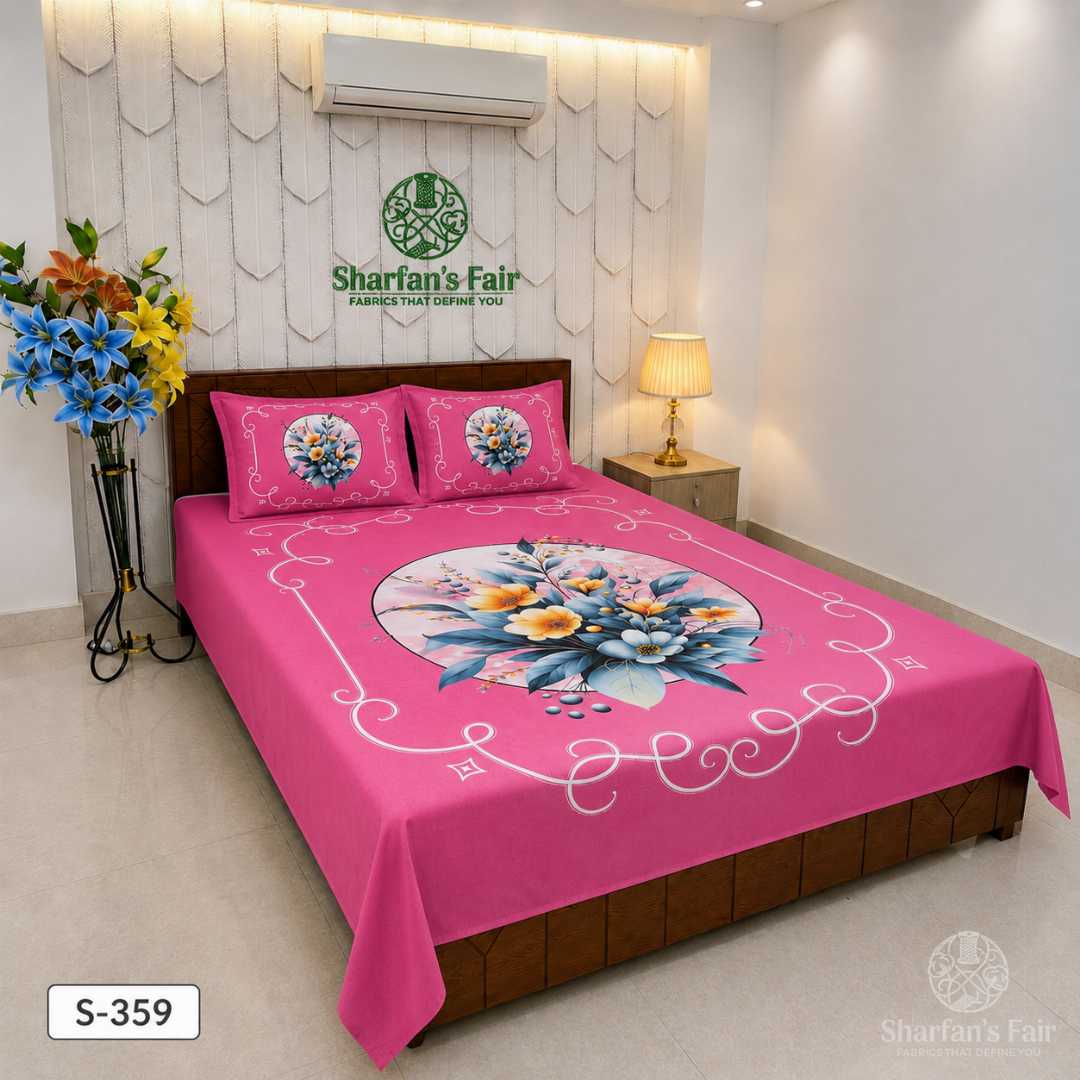 Luxury,King,size,Bed,Sheet,with,Matching,Pillow,covers,luxury bed sheet,king size bed sheet,matching pillow covers,100% cotton bed sheet bd,premium bedding set,digital print bed sheet,soft cotton bed sheet,bedroom decor,3 piece bed sheet set, 4 piece bed sheet set bd,online bed sheet shopping bangladesh,