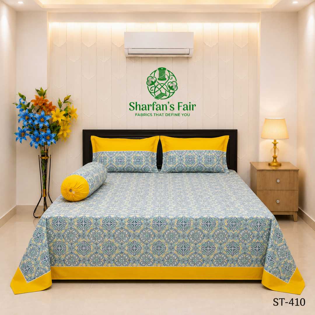 Luxury,King,size,Bed,Sheet,with,Matching,Pillow,covers,luxury bed sheet,king size bed sheet,matching pillow covers,100% cotton bed sheet bd,premium bedding set,digital print bed sheet,soft cotton bed sheet,bedroom decor,3 piece bed sheet set, 4 piece bed sheet set bd,online bed sheet shopping bangladesh,