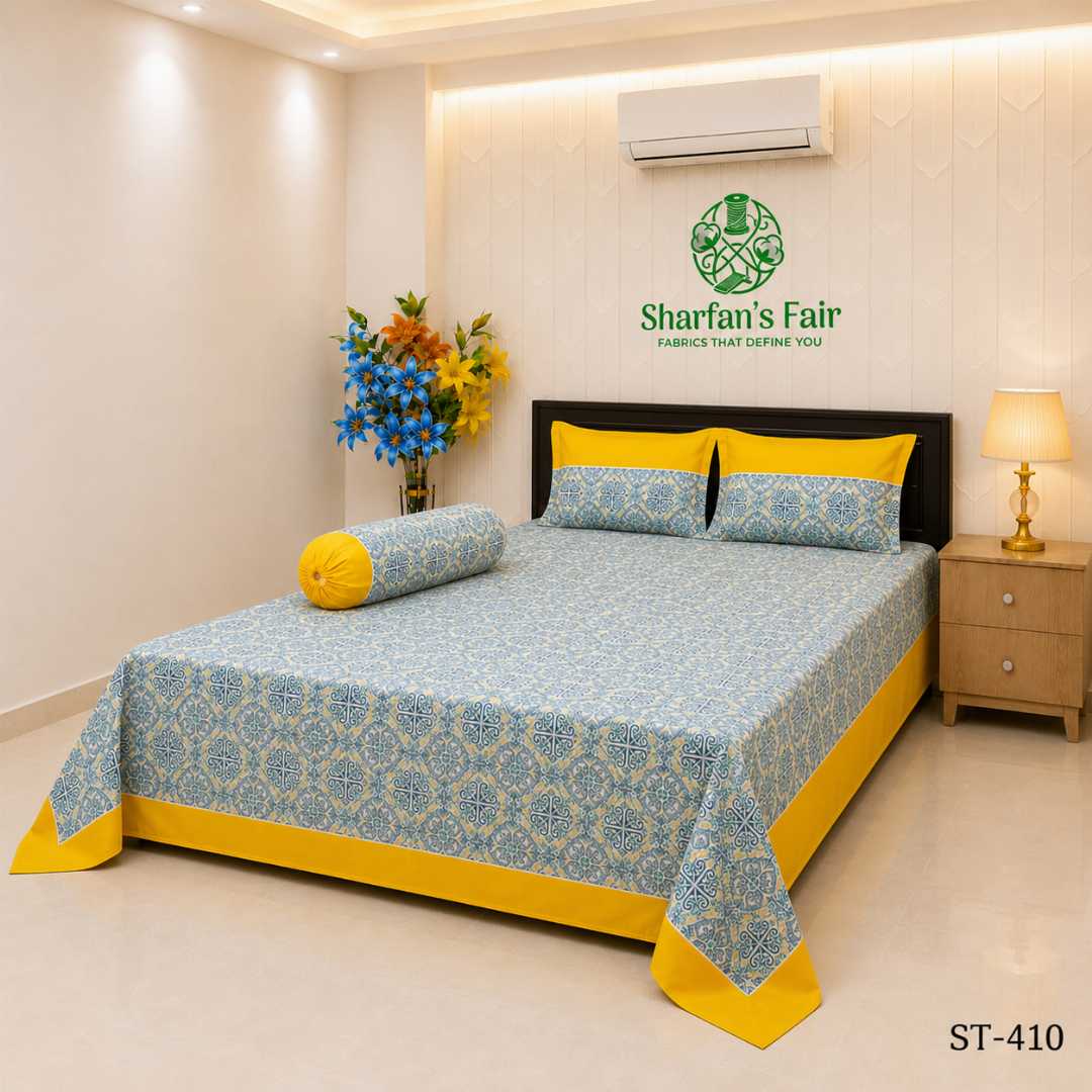 Luxury,King,size,Bed,Sheet,with,Matching,Pillow,covers,luxury bed sheet,king size bed sheet,matching pillow covers,100% cotton bed sheet bd,premium bedding set,digital print bed sheet,soft cotton bed sheet,bedroom decor,3 piece bed sheet set, 4 piece bed sheet set bd,online bed sheet shopping bangladesh,