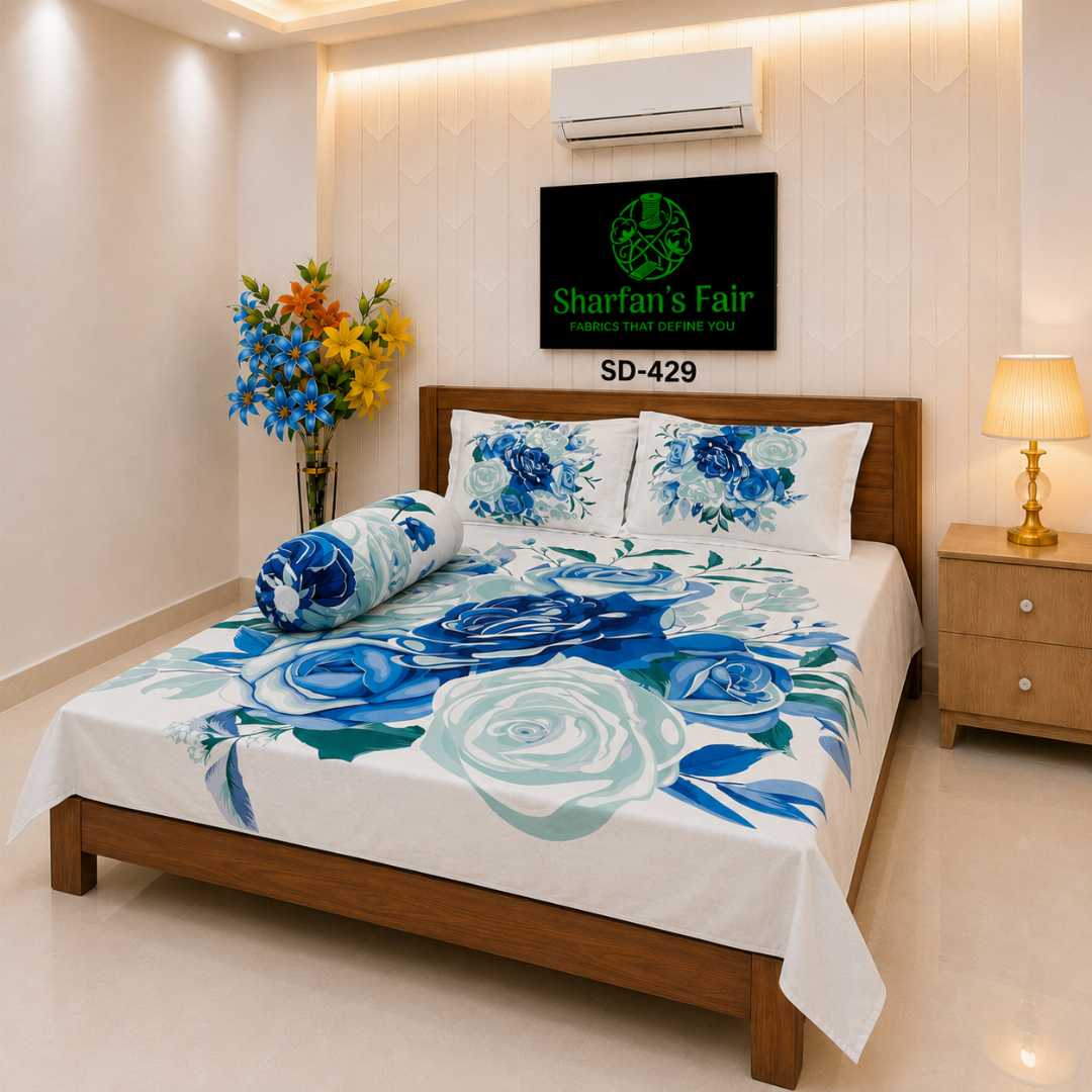 Luxury,King,size,Bed,Sheet,with,Matching,Pillow,covers,luxury bed sheet,king size bed sheet,matching pillow covers,100% cotton bed sheet bd,premium bedding set,digital print bed sheet,soft cotton bed sheet,bedroom decor,3 piece bed sheet set, 4 piece bed sheet set bd,online bed sheet shopping bangladesh,