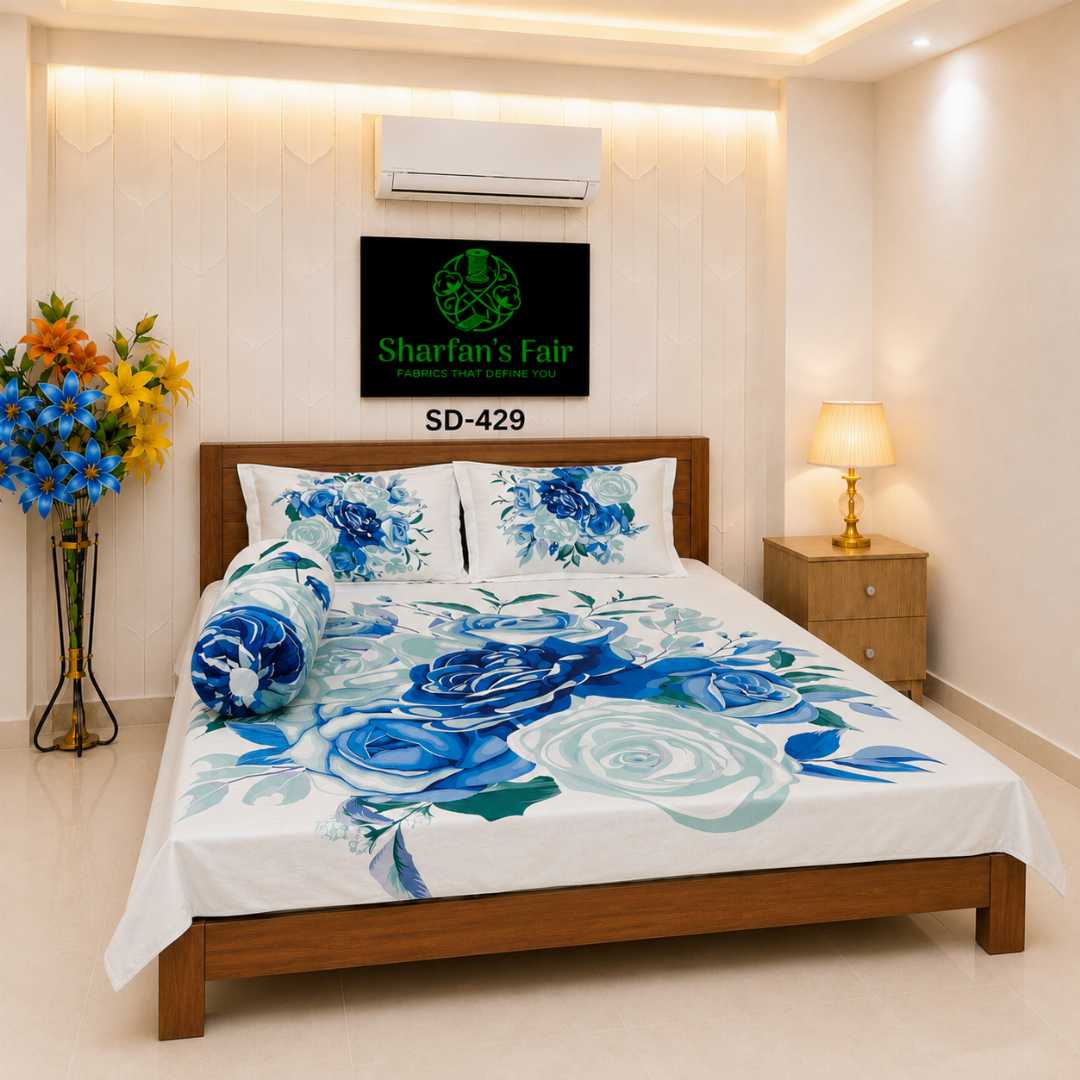 Luxury,King,size,Bed,Sheet,with,Matching,Pillow,covers,luxury bed sheet,king size bed sheet,matching pillow covers,100% cotton bed sheet bd,premium bedding set,digital print bed sheet,soft cotton bed sheet,bedroom decor,3 piece bed sheet set, 4 piece bed sheet set bd,online bed sheet shopping bangladesh,