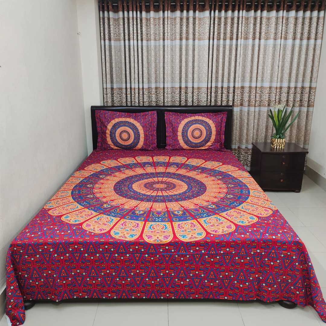 Luxury,King,size,Bed,Sheet,with,Matching,Pillow,covers,luxury bed sheet,king size bed sheet,matching pillow covers,100% cotton bed sheet bd,premium bedding set,digital print bed sheet,soft cotton bed sheet,bedroom decor,3 piece bed sheet set, 4 piece bed sheet set bd,online bed sheet shopping bangladesh,