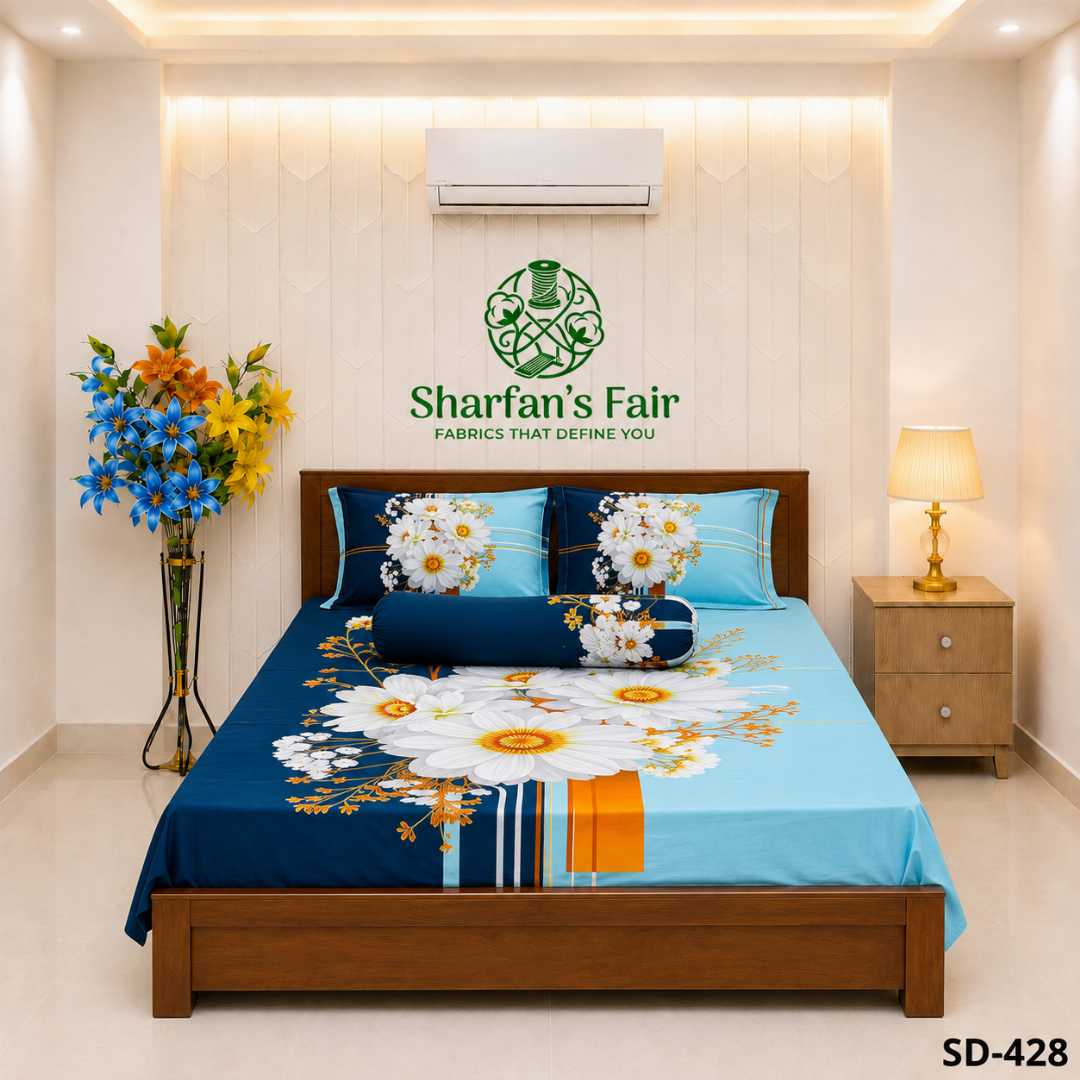 Luxury,King,size,Bed,Sheet,with,Matching,Pillow,covers,luxury bed sheet,king size bed sheet,matching pillow covers,100% cotton bed sheet bd,premium bedding set,digital print bed sheet,soft cotton bed sheet,bedroom decor,3 piece bed sheet set, 4 piece bed sheet set bd,online bed sheet shopping bangladesh,