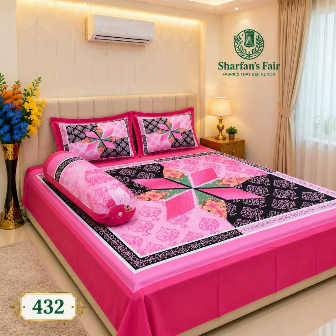 Luxury,King,size,Bed,Sheet,with,Matching,Pillow,covers,luxury bed sheet,king size bed sheet,matching pillow covers,100% cotton bed sheet bd,premium bedding set,digital print bed sheet,soft cotton bed sheet,bedroom decor,3 piece bed sheet set, 4 piece bed sheet set bd,online bed sheet shopping bangladesh,