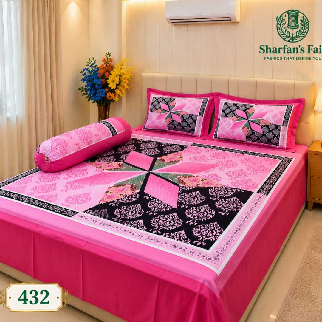 Luxury,King,size,Bed,Sheet,with,Matching,Pillow,covers,luxury bed sheet,king size bed sheet,matching pillow covers,100% cotton bed sheet bd,premium bedding set,digital print bed sheet,soft cotton bed sheet,bedroom decor,3 piece bed sheet set, 4 piece bed sheet set bd,online bed sheet shopping bangladesh,