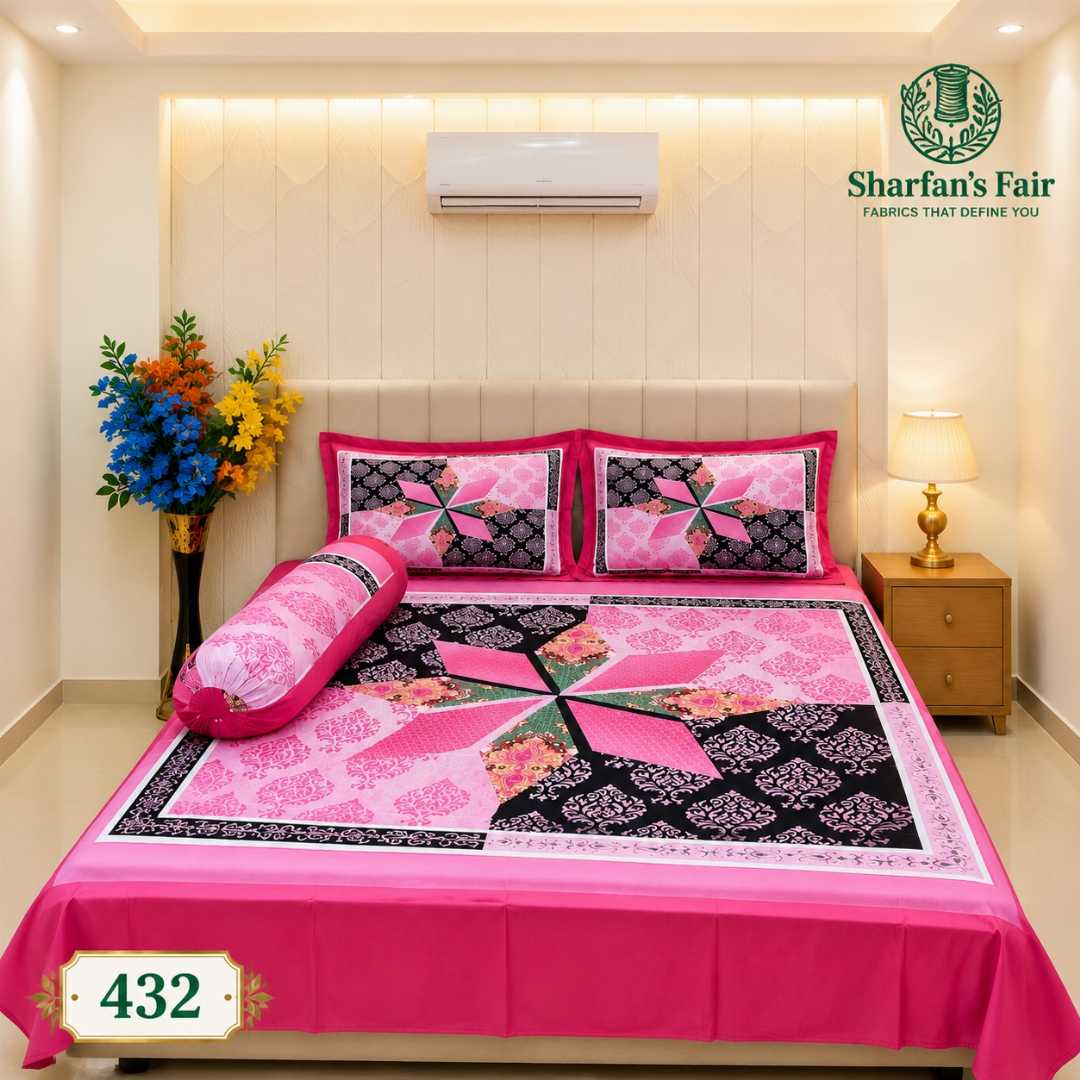 Luxury,King,size,Bed,Sheet,with,Matching,Pillow,covers,luxury bed sheet,king size bed sheet,matching pillow covers,100% cotton bed sheet bd,premium bedding set,digital print bed sheet,soft cotton bed sheet,bedroom decor,3 piece bed sheet set, 4 piece bed sheet set bd,online bed sheet shopping bangladesh,