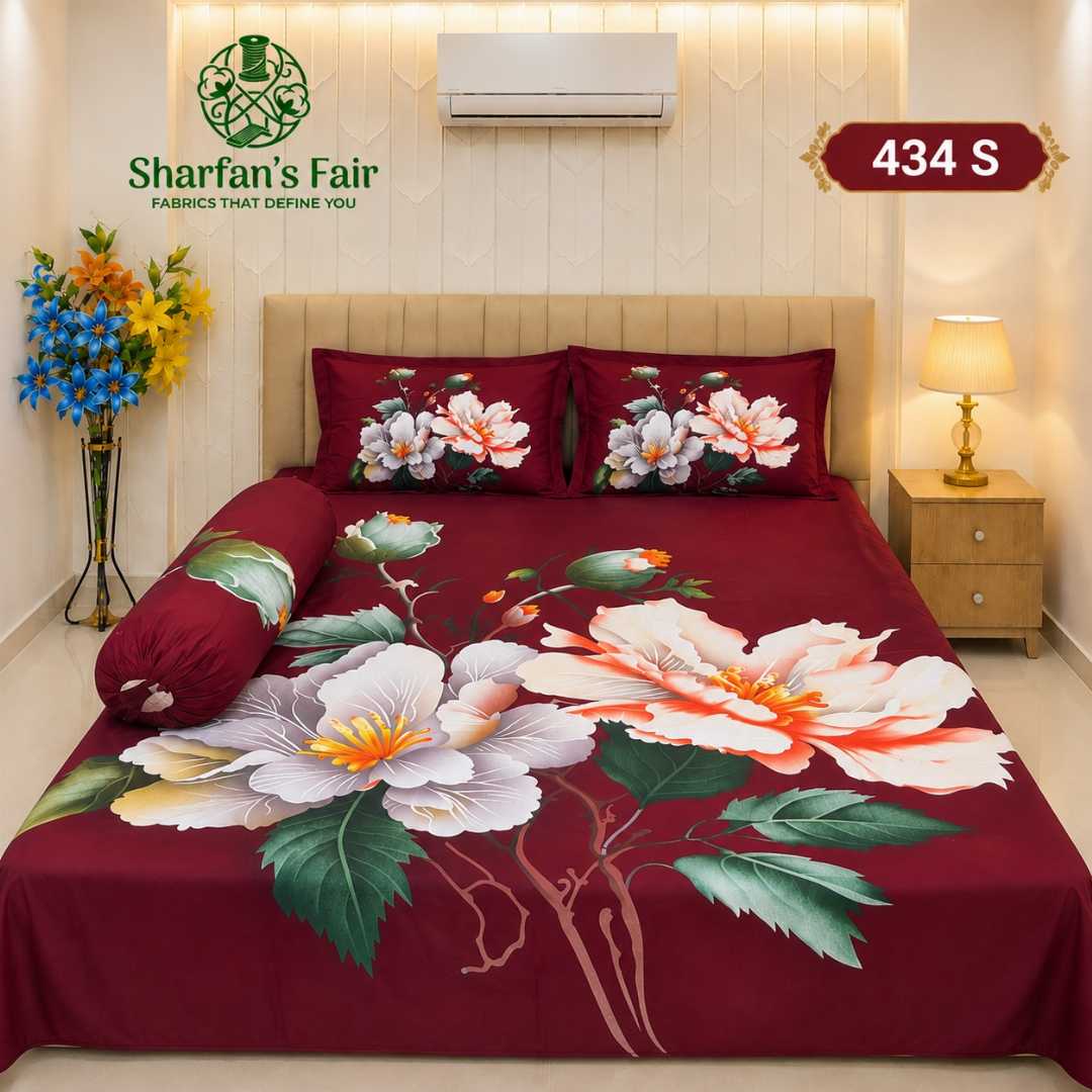 Luxury,King,size,Bed,Sheet,with,Matching,Pillow,covers,luxury bed sheet,king size bed sheet,matching pillow covers,100% cotton bed sheet bd,premium bedding set,digital print bed sheet,soft cotton bed sheet,bedroom decor,3 piece bed sheet set, 4 piece bed sheet set bd,online bed sheet shopping bangladesh,