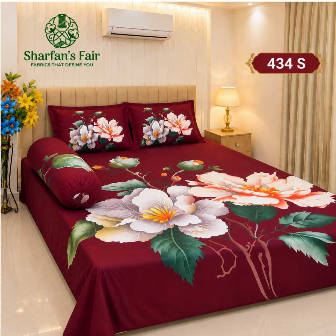 Luxury,King,size,Bed,Sheet,with,Matching,Pillow,covers,luxury bed sheet,king size bed sheet,matching pillow covers,100% cotton bed sheet bd,premium bedding set,digital print bed sheet,soft cotton bed sheet,bedroom decor,3 piece bed sheet set, 4 piece bed sheet set bd,online bed sheet shopping bangladesh,