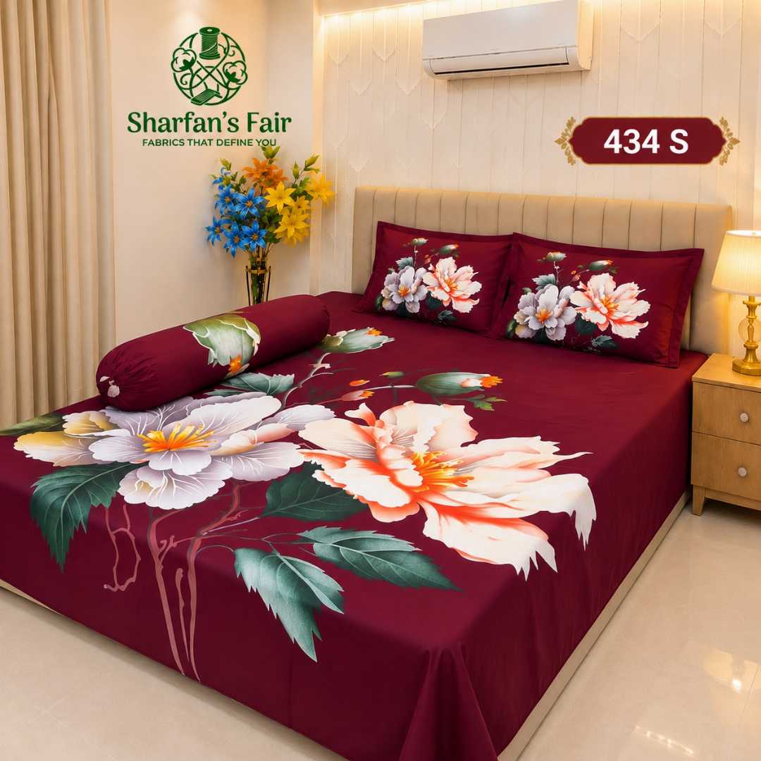 Luxury,King,size,Bed,Sheet,with,Matching,Pillow,covers,luxury bed sheet,king size bed sheet,matching pillow covers,100% cotton bed sheet bd,premium bedding set,digital print bed sheet,soft cotton bed sheet,bedroom decor,3 piece bed sheet set, 4 piece bed sheet set bd,online bed sheet shopping bangladesh,