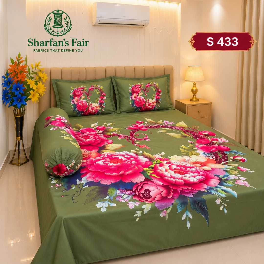 Luxury,King,size,Bed,Sheet,with,Matching,Pillow,covers,luxury bed sheet,king size bed sheet,matching pillow covers,100% cotton bed sheet bd,premium bedding set,digital print bed sheet,soft cotton bed sheet,bedroom decor,3 piece bed sheet set, 4 piece bed sheet set bd,online bed sheet shopping bangladesh,